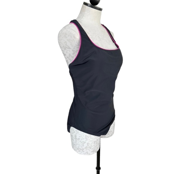 Speedo Ultraback Swimsuit Black with Hot Pink Piping One Piece Racerback Size 18 - Picture 5 of 16